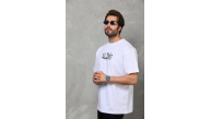 Erkek Kısa Kol Yazlık Tişört Bisiklet Yaka Baskılı Oversize T-Shirt - Beyaz Erkek Kısa Kol Yazlık Tişört Bisiklet Yaka Baskılı Oversize T-Shirt - Beyaz