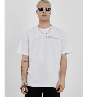 Erkek Bisiklet Yaka Tişort Baskılı Oversize kısa kol T-Shirt - Beyaz