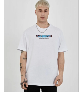 Erkek Kısa Kol Yazlık Tişört Bisiklet Yaka Baskılı Oversize T-Shirt - Beyaz