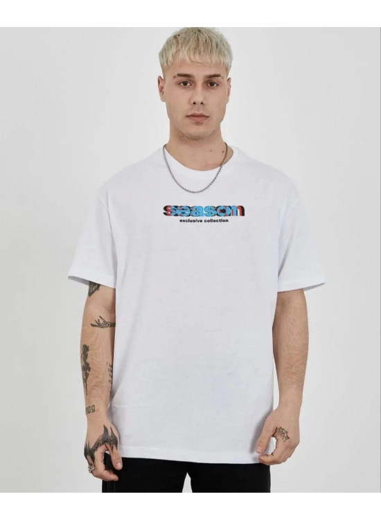 Erkek Kısa Kol Yazlık Tişört Bisiklet Yaka Baskılı Oversize T-Shirt - Beyaz Erkek Kısa Kol Yazlık Tişört Bisiklet Yaka Baskılı Oversize T-Shirt - Beyaz