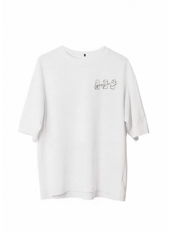Erkek Baskılı T-Shirt Kısa Kol Bisiklet Yaka Regular Fit Rahat Kalıp Günlük Tişört - Beyaz