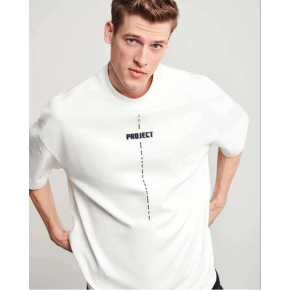 Erkek Kısa Kol Yazlık Tişört Bisiklet Yaka Baskılı Oversize T-Shirt - Beyaz
