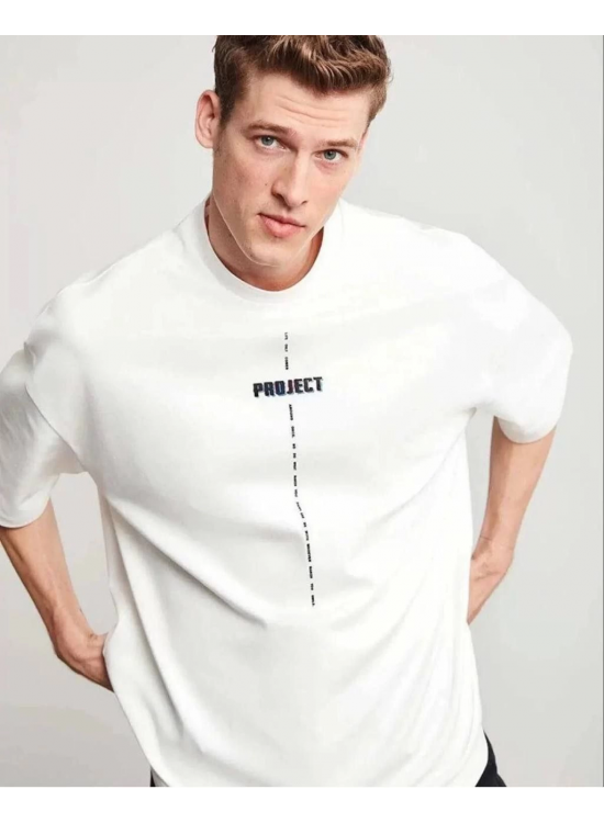 Erkek Kısa Kol Yazlık Tişört Bisiklet Yaka Baskılı Oversize T-Shirt - Beyaz Erkek Kısa Kol Yazlık Tişört Bisiklet Yaka Baskılı Oversize T-Shirt - Beyaz