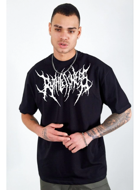 Erkek Kısa Kol Yazlık Tişört Bisiklet Yaka Baskılı Oversize T-Shirt - Siyah Erkek Kısa Kol Yazlık Tişört Bisiklet Yaka Baskılı Oversize T-Shirt - Siyah