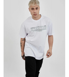 Erkek Kısa Kol Yazlık Tişört Bisiklet Yaka Baskılı Oversize T-Shirt -  Beyaz