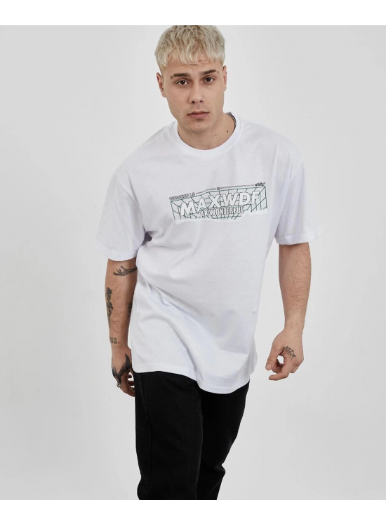 Erkek Kısa Kol Yazlık Tişört Bisiklet Yaka Baskılı Oversize T-Shirt -  Beyaz