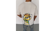 Erkek Kısa Kol Yazlık Tişört Bisiklet Yaka Baskılı Oversize T-Shirt - Beyaz Erkek Kısa Kol Yazlık Tişört Bisiklet Yaka Baskılı Oversize T-Shirt - Beyaz