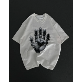 Kadın Baskılı T-Shirt Kısa Kol Bisiklet Yaka Regular Fit Rahat Kalıp Günlük Tişört - Beyaz