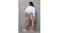 Kadın Kısa Kol Yazlık Tişört Bisiklet Yaka Baskılı Oversize T-Shirt - Beyaz Kadın Kısa Kol Yazlık Tişört Bisiklet Yaka Baskılı Oversize T-Shirt - Beyaz