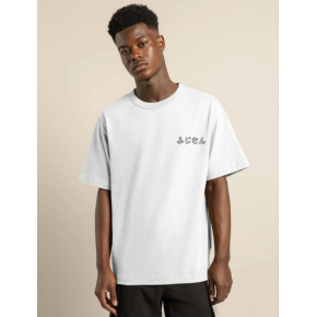Erkek Kısa Kol Yazlık Tişört Bisiklet Yaka Baskılı Oversize T-Shirt - Beyaz