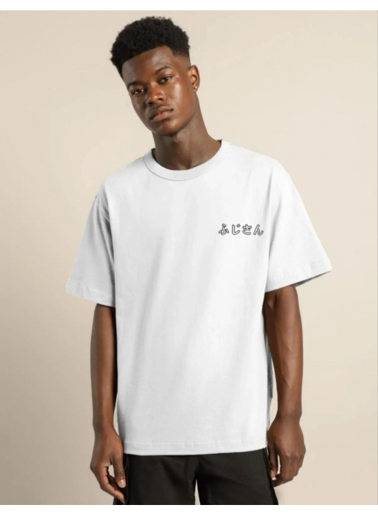 Erkek Kısa Kol Yazlık Tişört Bisiklet Yaka Baskılı Oversize T-Shirt - Beyaz
