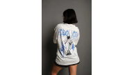 kadın Bisiklet Yaka Baskılı Oversize Kısa kol T-Shirt - Beyaz kadın Bisiklet Yaka Baskılı Oversize Kısa kol T-Shirt - Beyaz