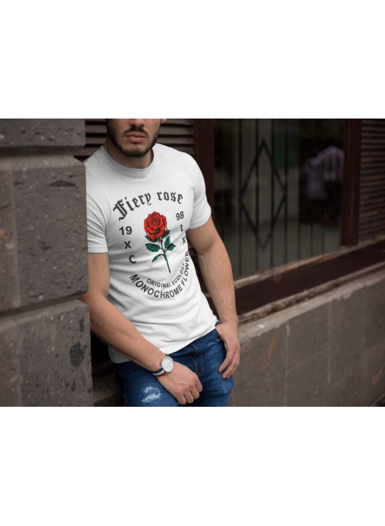 Erkek Tişort Bisiklet Yaka Baskılı Kısa kol T-Shirt - Beyaz Erkek Tişort Bisiklet Yaka Baskılı Kısa kol T-Shirt - Beyaz