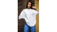 kadın Tişort Bisiklet Yaka Baskılı yazlık Kısa kol Oversize T-Shirt - Beyaz kadın Tişort Bisiklet Yaka Baskılı yazlık Kısa kol Oversize T-Shirt - Beyaz
