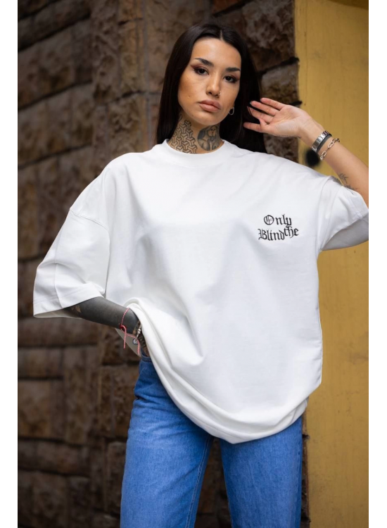 kadın Tişort Bisiklet Yaka Baskılı yazlık Kısa kol Oversize T-Shirt - Beyaz kadın Tişort Bisiklet Yaka Baskılı yazlık Kısa kol Oversize T-Shirt - Beyaz