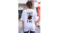 Kadın Baskılı T-Shirt Kısa Kol Bisiklet Yaka Oversize Rahat Kalıp Günlük Tişört - Beyaz Kadın Baskılı T-Shirt Kısa Kol Bisiklet Yaka Oversize Rahat Kalıp Günlük Tişört - Beyaz
