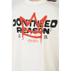 Erkek Kısa Kol Yazlık Tişört Bisiklet Yaka Baskılı Oversize T-Shirt - Beyaz