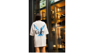 kadın Bisiklet Yaka Baskılı Oversize Kısa kol T-Shirt - Beyaz kadın Bisiklet Yaka Baskılı Oversize Kısa kol T-Shirt - Beyaz