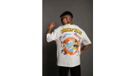 Erkek Bisiklet Yaka Baskılı Oversize Kısa kol T-Shirt - Beyaz Erkek Bisiklet Yaka Baskılı Oversize Kısa kol T-Shirt - Beyaz