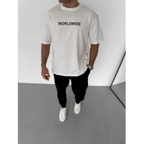 Erkek Yazlık Baskılı Tişört Bisiklet Yaka Kısa Kol Regular Fit T-Shirt - Beyaz