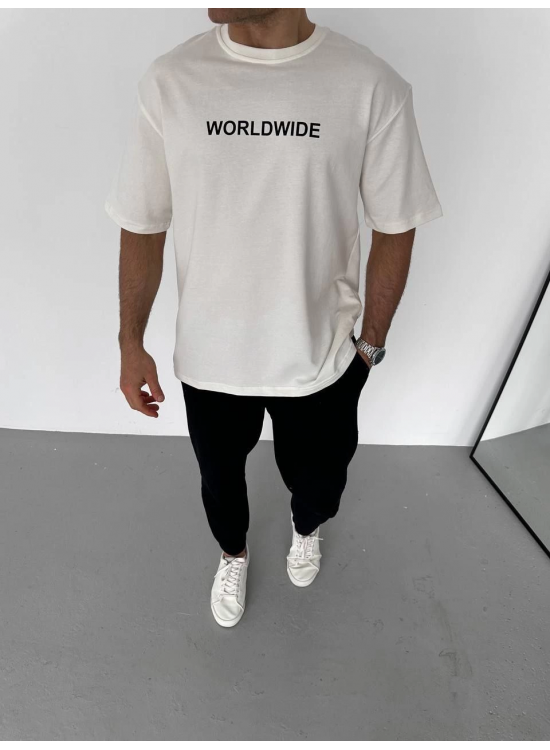 Erkek Yazlık Baskılı Tişört Bisiklet Yaka Kısa Kol Regular Fit T-Shirt - Beyaz Erkek Yazlık Baskılı Tişört Bisiklet Yaka Kısa Kol Regular Fit T-Shirt - Beyaz