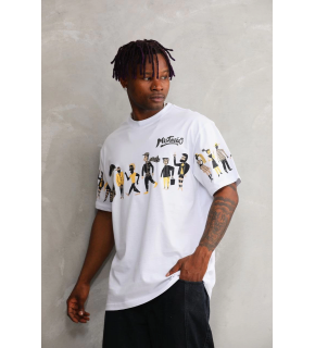 Erkek Kısa Kol Yazlık Tişört Bisiklet Yaka Baskılı Oversize T-Shirt - Beyaz