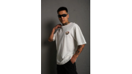 Erkek Kısa Kol Tişört Bisiklet Yaka KURU KAFA Baskılı T-Shirt - Beyaz