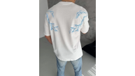 Erkek Bisiklet Yaka Tişört Yıldırım Şimşek Baskılı Kısa Kol T-Shirt - Beyaz Erkek Bisiklet Yaka Tişört Yıldırım Şimşek Baskılı Kısa Kol T-Shirt - Beyaz