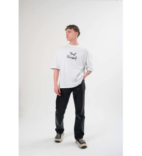 Erkek Bisiklet Yaka Baskılı Kısa kol T-Shirt - Beyaz