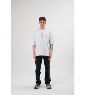 Erkek Baskılı T-Shirt Kısa Kol Bisiklet Yaka Regular Fit Rahat Kalıp Günlük Tişört - Beyaz