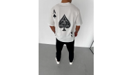 Erkek Baskılı T-Shirt Kısa Kol Bisiklet Yaka Regular Fit Rahat Kalıp Günlük Tişört - Beyaz