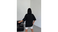 Kadın Baskılı T-Shirt Kısa Kol Bisiklet Yaka Oversize Tişört - Siyah Kadın Baskılı T-Shirt Kısa Kol Bisiklet Yaka Oversize Tişört - Siyah