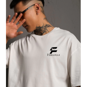 Erkek Kısa Kol Yazlık Tişört Bisiklet Yaka Baskılı Oversize T-Shirt - Beyaz
