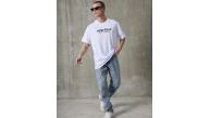Erkek Kısa Kol Yazlık Tişört Bisiklet Yaka Baskılı Oversize T-Shirt - Beyaz