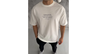 Erkek Kısa Kol Yazlık Tişört Bisiklet Yaka Baskılı Oversize T-Shirt - Beyaz Erkek Kısa Kol Yazlık Tişört Bisiklet Yaka Baskılı Oversize T-Shirt - Beyaz