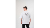 Erkek Kısa Kol Tişört Bisiklet Yaka YONCA Baskılı Oversize T-Shirt - Beyaz Erkek Kısa Kol Tişört Bisiklet Yaka YONCA Baskılı Oversize T-Shirt - Beyaz