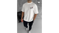 Erkek Kısa Kol Yazlık Tişört Bisiklet Yaka Baskılı Oversize T-Shirt - Beyaz Erkek Kısa Kol Yazlık Tişört Bisiklet Yaka Baskılı Oversize T-Shirt - Beyaz