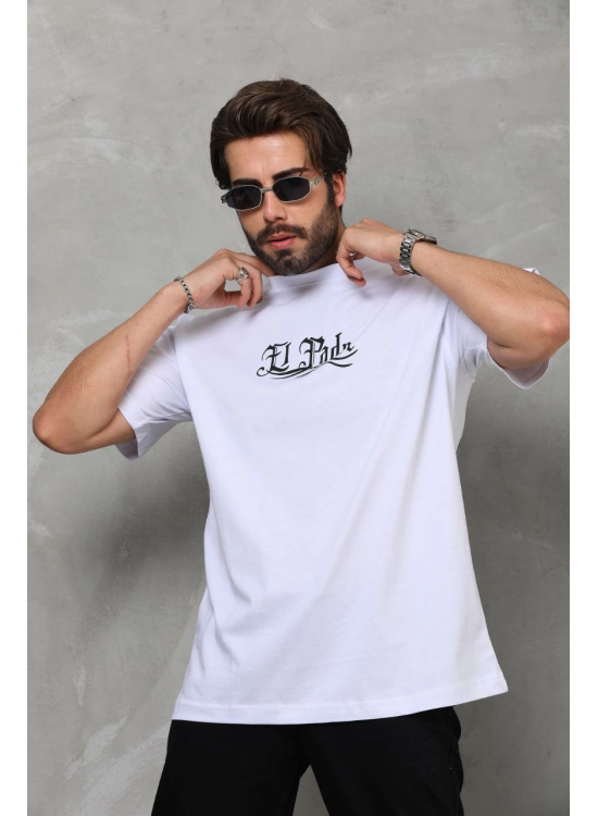 Erkek Kısa Kol Yazlık Tişört Bisiklet Yaka Baskılı Oversize T-Shirt - Beyaz Erkek Kısa Kol Yazlık Tişört Bisiklet Yaka Baskılı Oversize T-Shirt - Beyaz
