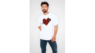 Erkek Kısa Kol Tişört Bisiklet Yaka KALP Baskılı Oversize T-Shirt - Beyaz Erkek Kısa Kol Tişört Bisiklet Yaka KALP Baskılı Oversize T-Shirt - Beyaz