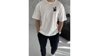 Erkek Kısa Kol Yazlık Tişört Bisiklet Yaka Baskılı Oversize T-Shirt - Beyaz Erkek Kısa Kol Yazlık Tişört Bisiklet Yaka Baskılı Oversize T-Shirt - Beyaz