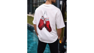 Erkek Kısa Kol Tişört Bisiklet Yaka Boxy Eldiven Baskılı T-Shirt - Beyaz Erkek Kısa Kol Tişört Bisiklet Yaka Boxy Eldiven Baskılı T-Shirt - Beyaz