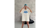 Kadın Kısa Kol Yazlık Tişört Bisiklet Yaka Baskılı Oversize T-Shirt - Beyaz Kadın Kısa Kol Yazlık Tişört Bisiklet Yaka Baskılı Oversize T-Shirt - Beyaz
