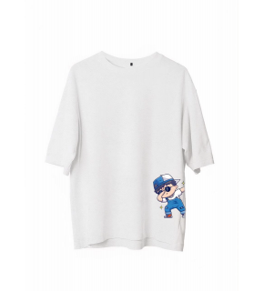 Erkek Baskılı T-Shirt Kısa Kol Bisiklet Yaka Regular Fit Rahat Kalıp Günlük Tişört - Beyaz