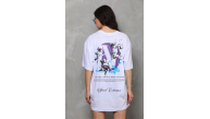 Kadın Baskılı T-Shirt Kısa Kol Bisiklet Yaka Oversize Rahat Kalıp Günlük Tişört - Beyaz Kadın Baskılı T-Shirt Kısa Kol Bisiklet Yaka Oversize Rahat Kalıp Günlük Tişört - Beyaz
