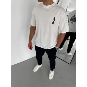 Erkek Baskılı T-Shirt Kısa Kol Bisiklet Yaka Regular Fit Rahat Kalıp Günlük Tişört - Beyaz