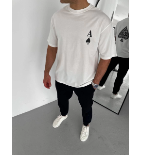 Erkek Baskılı T-Shirt Kısa Kol Bisiklet Yaka Regular Fit Rahat Kalıp Günlük Tişört - Beyaz
