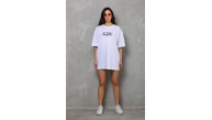 Kadın Kısa Kol Yazlık Tişört Bisiklet Yaka Baskılı Oversize T-Shirt - Beyaz Kadın Kısa Kol Yazlık Tişört Bisiklet Yaka Baskılı Oversize T-Shirt - Beyaz