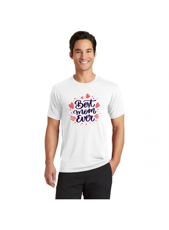Erkek Kısa Kol Tişört Bisiklet Yaka Anneler Günü'ne Özel Baskılı T-Shirt - Beyaz Erkek Kısa Kol Tişört Bisiklet Yaka Anneler Günü'ne Özel Baskılı T-Shirt - Beyaz
