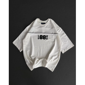 Kadın Baskılı T-Shirt Kısa Kol Bisiklet Yaka Oversize Rahat Kalıp Günlük Tişört   - Beyaz