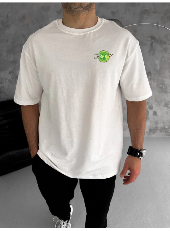 Erkek Kısa Kol Tişört Bisiklet Yaka RİCK AND MORTY Baskılı T-Shirt - Beyaz Erkek Kısa Kol Tişört Bisiklet Yaka RİCK AND MORTY Baskılı T-Shirt - Beyaz